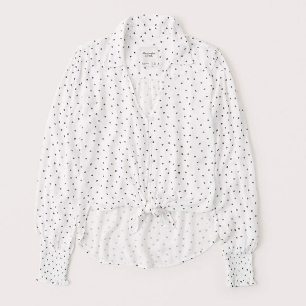 Abercrombie SMOCKED CUFF BUTTON-UP TOP